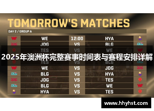 2025年澳洲杯完整赛事时间表与赛程安排详解